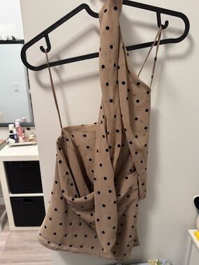Zara Beige Polka Dot top with Black Dots